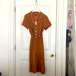 Quince Linen shirt dress rust size L